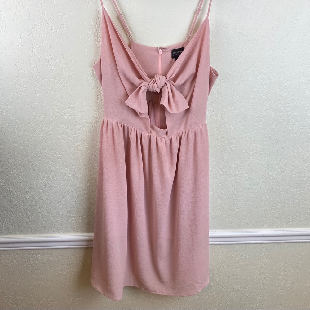 Free Press blush pink front tie strap midi dress M